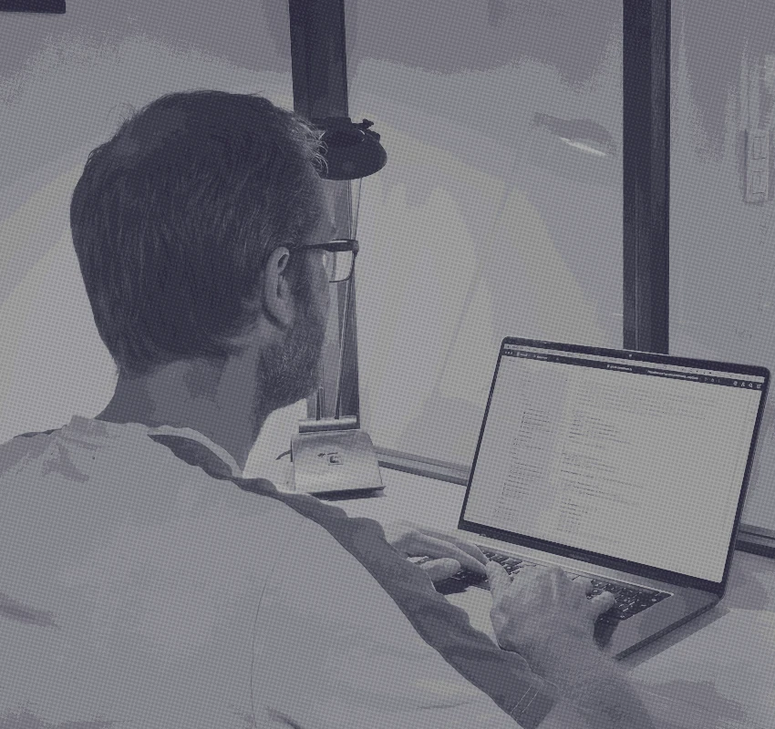 A developer at his desk